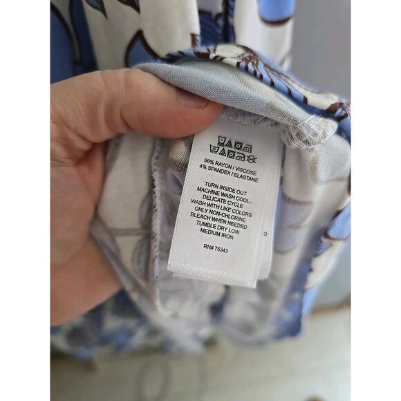 NWT Nicole Miller Blue Floral Split Neck Short Sleeve Midi Dress Womans Size 1X - Picture 6 of 7